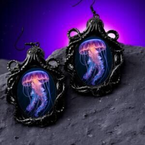 Jellyfish Earrings Big Neon Glow Rave Pastel Dance Party Earrings